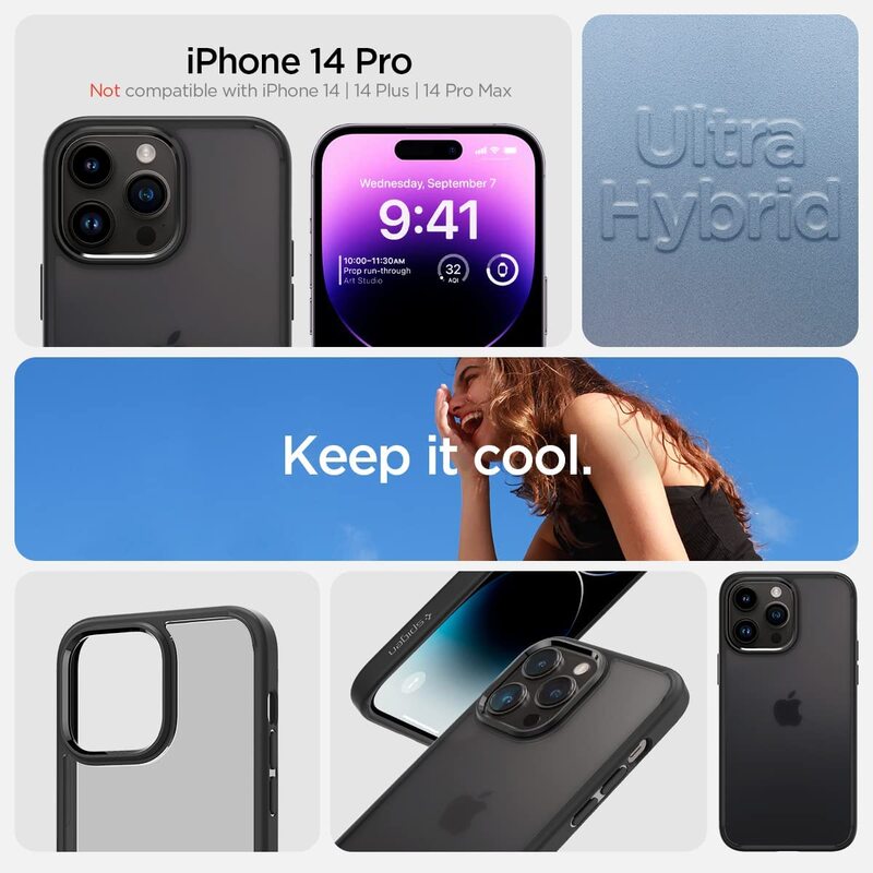 Spigen Ultra Hybrid for iPhone 14 Pro Case Cover - Frost Black