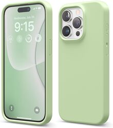 Elago Liquid Silicone for iPhone 15 PRO Case Cover Full Body Protection, Shockproof, Slim, Anti-Scratch Soft Microfiber Lining - Pastel Green