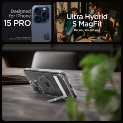 Spigen Ultra Hybrid S MagFit for iPhone 15 PRO case cover with Kickstand MagSafe compatible - Graphite