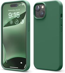 Elago Liquid Silicone for iPhone 15 Case Cover Full Body Protection, Shockproof, Slim, Anti-Scratch Soft Microfiber Lining - Alpine Green