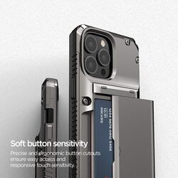 VRS Design Damda Glide PRO iPhone 13 Pro MAX case cover wallet (Semi Automatic) slider Credit card holder Slot (3-4 cards) - Metal Black