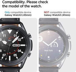 Spigen Samsung Galaxy Watch 3 (45mm) Tempered Glass Screen Protector EZ Fit (2-Pack) with Auto Align technology tray