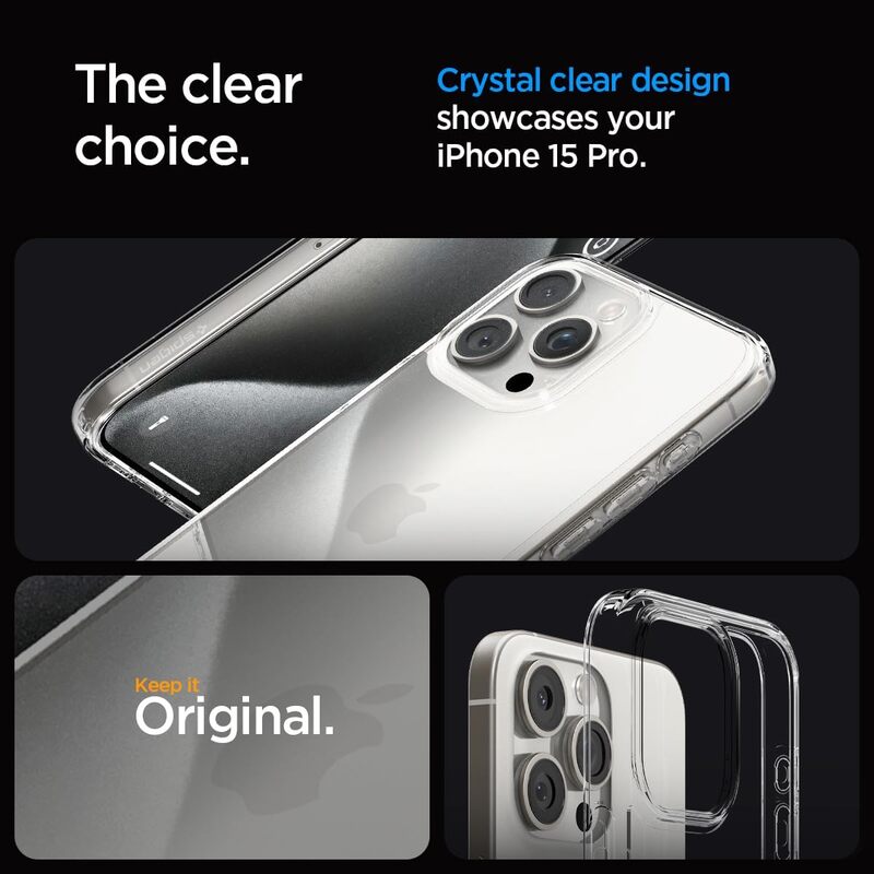 Spigen Ultra Hybrid for iPhone 15 Pro case cover - Crystal Clear