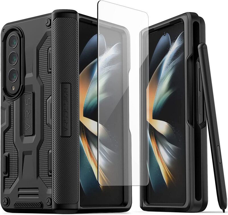 

VRS Design Terra Guard Active PRO (Hinge Protection) Samsung Galaxy Z Fold 4 Case Cover with Screen Protector and S-Pen Holder - Matte Black (S Pen NO