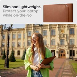 Spigen Laptop Sleeve Valentinus 15 15.6 16 inch, compatible with MacBook Pro, Built in Magnetic Flap, Leather Laptop Case, Laptop Pouch Bag - Classic Brown