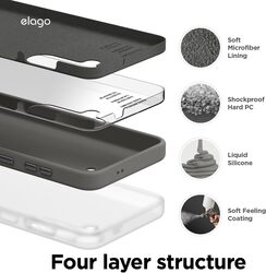 elago Liquid Silicone for Samsung Galaxy S24 Plus case cover Full Body Screen Camera Protective, Shockproof, Slim, Anti-Scratch Soft Microfiber Lining - Medium Grey