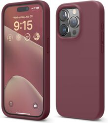 Elago Liquid Silicone for iPhone 15 PRO Case Cover Full Body Protection, Shockproof, Slim, Anti-Scratch Soft Microfiber Lining - Burgundy