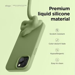Elago Liquid Silicone for iPhone 15 Case Cover Full Body Protection, Shockproof, Slim, Anti-Scratch Soft Microfiber Lining - Cedar Green
