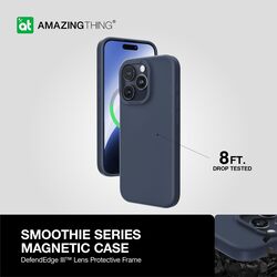 Amazing Thing Smoothie Mag Silicone MagSafe compatible iPhone 15 PRO Case Cover (8 Feet) Drop Proof - Blue