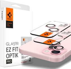 Spigen Glastr Ez Fit Optik PRO Camera Lens Screen Protector (2 Pack) for iPhone 15 Plus and iPhone 15 / iPhone 14 Plus/iPhone 14 - Pink