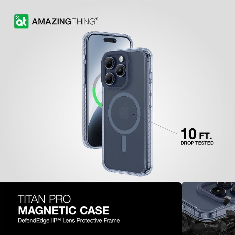 Amazing Thing Titan Pro MAG for iPhone 15 Pro MAX Case Cover with Magsafe (10 Feet Drop Proof) - Blue