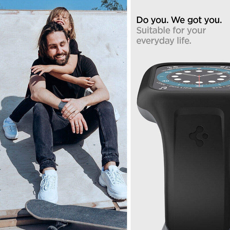 Spigen Apple Watch 40mm Series 6/ SE/5/4 Silicone band with case cover Liquid Air Pro, Black