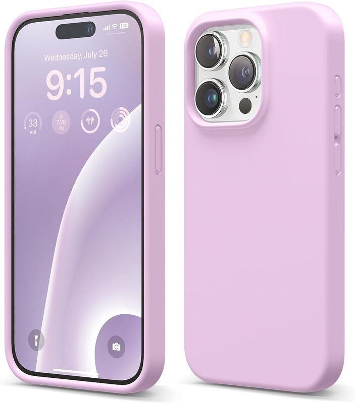 Elago Liquid Silicone for iPhone 15 PRO Case Cover Full Body Protection, Shockproof, Slim, Anti-Scratch Soft Microfiber Lining - Light Lilac