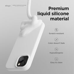 Elago Liquid Silicone for iPhone 15 PRO Case Cover Full Body Protection, Shockproof, Slim, Anti-Scratch Soft Microfiber Lining - White