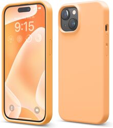 Elago Liquid Silicone for iPhone 15 Plus Case Cover Full Body Protection, Shockproof, Slim, Anti-Scratch Soft Microfiber Lining - Orange