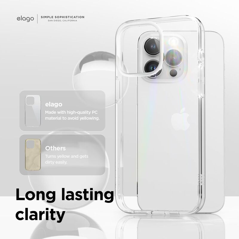 Elago Hybrid Clear Compatible with iPhone 15 Pro Max Military Grade Drop Protection Case Cover - Transparent