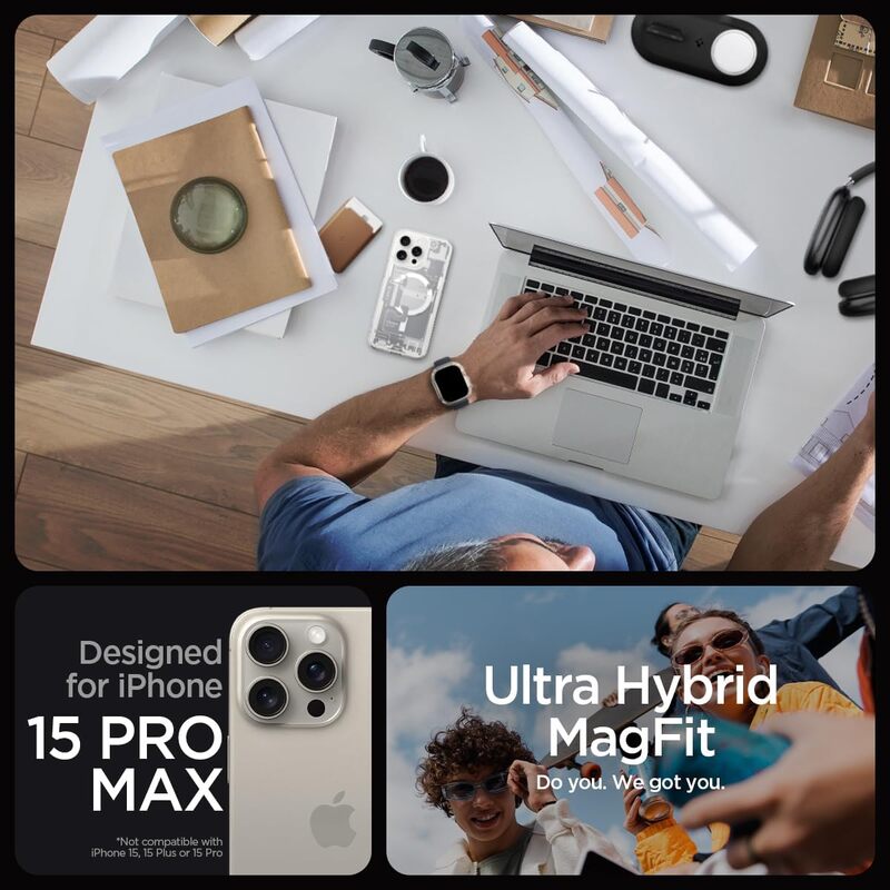 Spigen iPhone 15 Pro Max case cover Ultra Hybrid MagFit compatible with MagSafe - Zero One White
