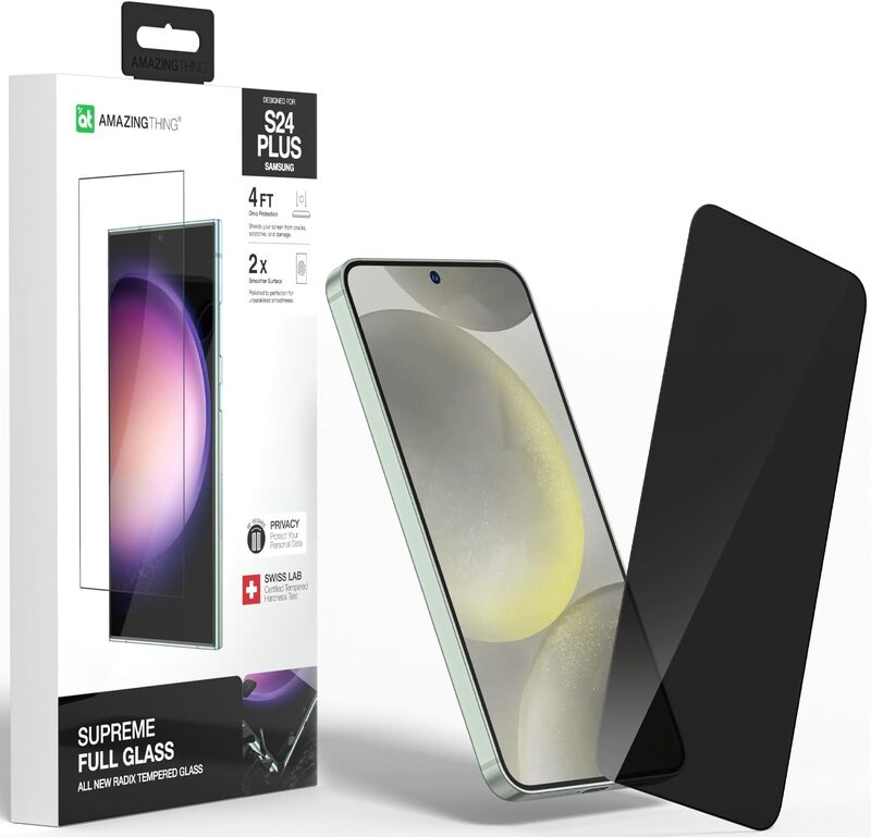 Amazing Thing Samsung Galaxy S24 Plus Screen Protector Supreme Privacy Tempered Glass Full Cover