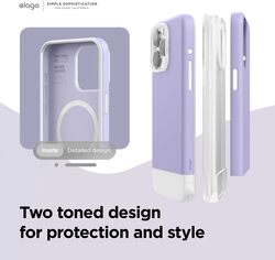 Elago Glide Magnetic for iPhone 15 Pro Max Case Cover Magsafe Compatible Slim Shockproof Full Body Protection - Purple & Transparent
