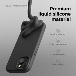 Elago Liquid Silicone for iPhone 15 Case Cover Full Body Protection, Shockproof, Slim, Anti-Scratch Soft Microfiber Lining - Black