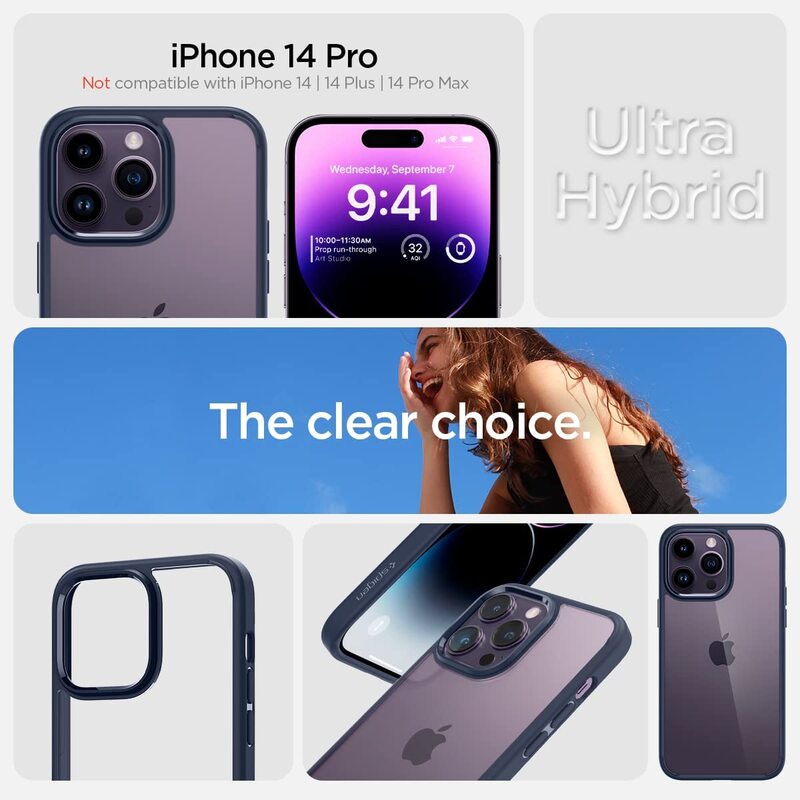 Spigen Ultra Hybrid for iPhone 14 Pro Case Cover - Navy Blue