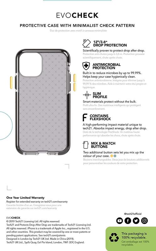 Tech21 Apple iPhone 11 Pro case cover Evo Check, Smokey Black