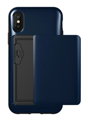 Vrs Design Apple iPhone X Damda Glide Semi Auto Card Slider Wallet Mobile Phone Case Cover, Deep Sea Blue