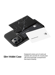 Vrs Design Apple iPhone 11 Pro Damda Glide Shield Semi Automatic Card Wallet Mobile Phone Case Cover, Black Marble