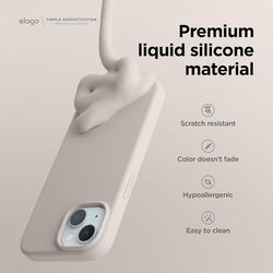Elago Liquid Silicone for iPhone 15 Pro MAX Case Cover Full Body Protection, Shockproof, Slim, Anti-Scratch Soft Microfiber Lining - Stone