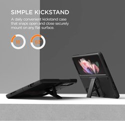 VRS Design Quick Stand Pro for Samsung Galaxy Z Fold 3 5G Case Cover with Kickstand - Matte Black