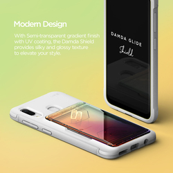 VRS Design Samsung Galaxy A30 Damda Glide Shield Semi Automatic Card Wallet Mobile Phone Case Cover, White/Orange/Purple