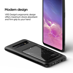 VRS Design Samsung Galaxy S10 Plus Damda High Pro Shield Mobile Phone Back Case Cover, Black Marble