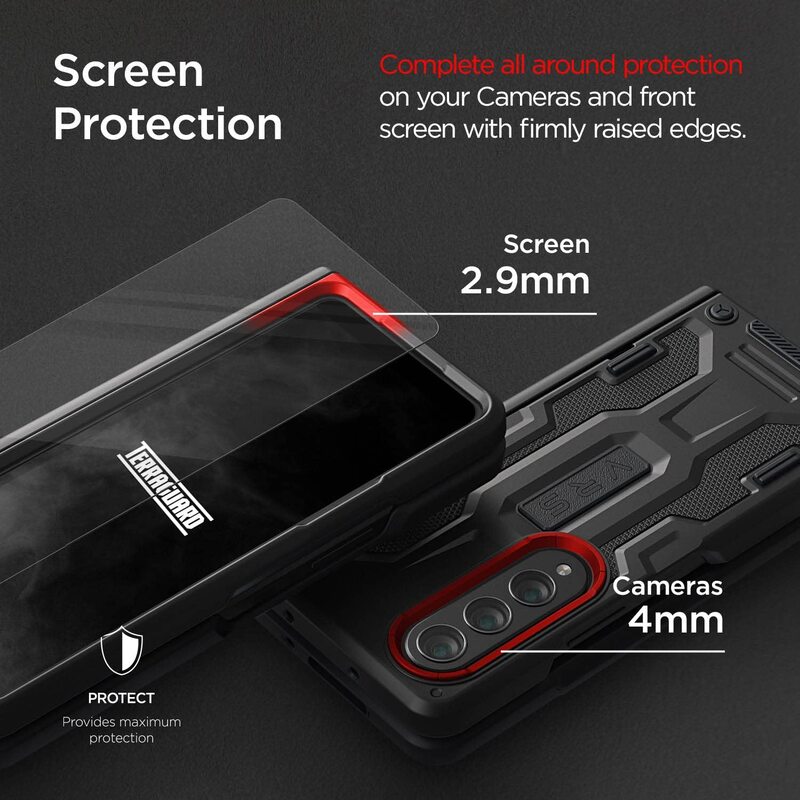 VRS Design Terra Guard Active (Hinge Protection) Samsung Galaxy Z Fold 4 Case Cover with Screen Protector - Matte Black