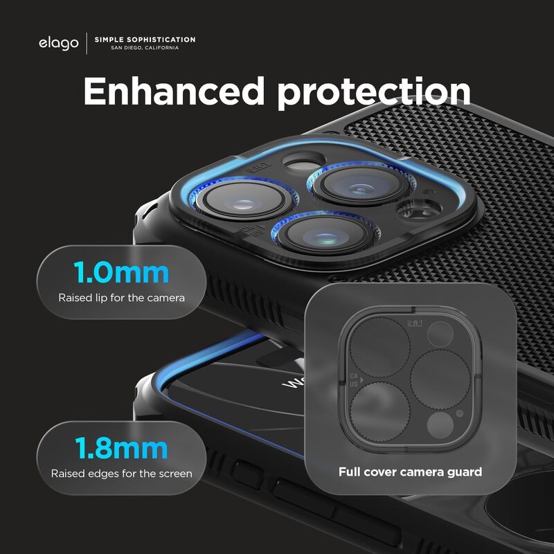 Elago Magnetic Armor for iPhone 15 Pro Max Military Grade Compatible with MagSafe Case Cover with Rigid Pattern - Black