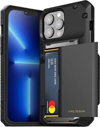 VRS Design Damda Glide PRO iPhone 13 Pro MAX case cover wallet (Semi Automatic) slider Credit card holder Slot (3-4 cards) - Black