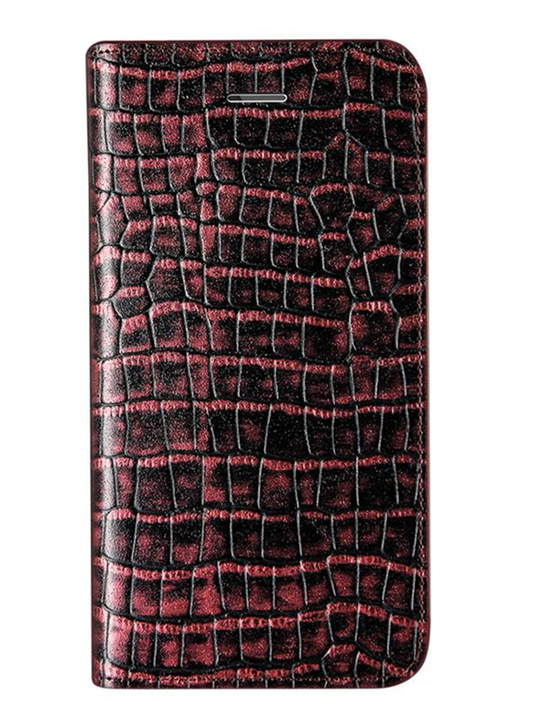 Vrs Design iPhone 7 Croco Diary Genuine Leather Mobile Phone Case Cover, Rose Pink