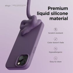 Elago Liquid Silicone for iPhone 15 PRO Case Cover Full Body Protection, Shockproof, Slim, Anti-Scratch Soft Microfiber Lining - Deep Purple