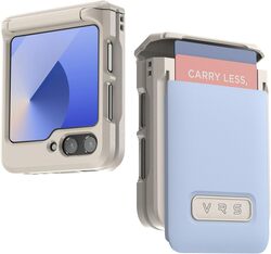 VRS Design D-Wallet Pebble for Samsung Galaxy Z Flip 6 case cover wallet (2 Card Holder Slot) with (Hinge Protection) - Cotton Blue