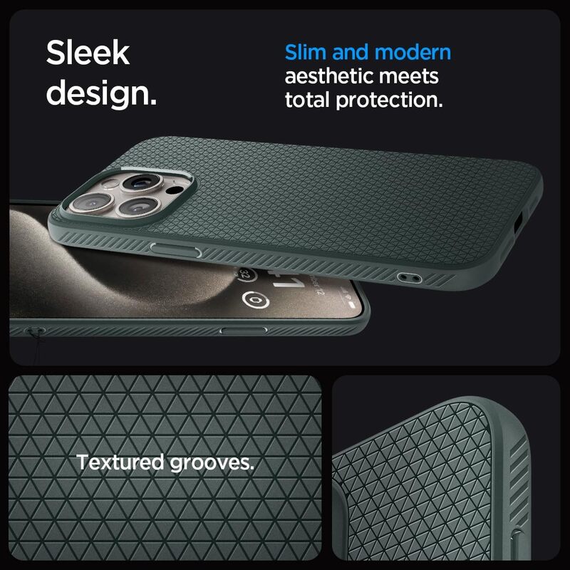 Spigen iPhone 15 Pro case cover Liquid Air - Abyss Green