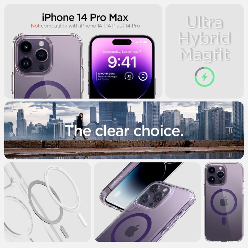 Spigen Ultra Hybrid (MagFit) for iPhone 14 Pro Max Case Cover with MagSafe - Deep Purple