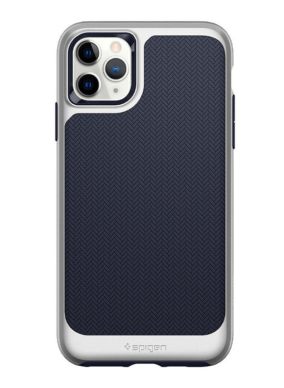 Spigen Apple iPhone 11 Pro Neo Hybrid Mobile Phone Case Cover, Satin Silver with Midnight Blue TPU Back