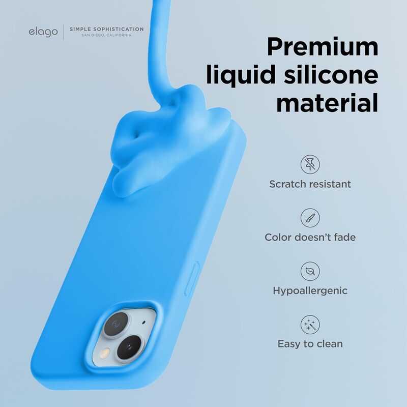 Elago Liquid Silicone for iPhone 15 PRO Case Cover Full Body Protection, Shockproof, Slim, Anti-Scratch Soft Microfiber Lining - Ocean Blue