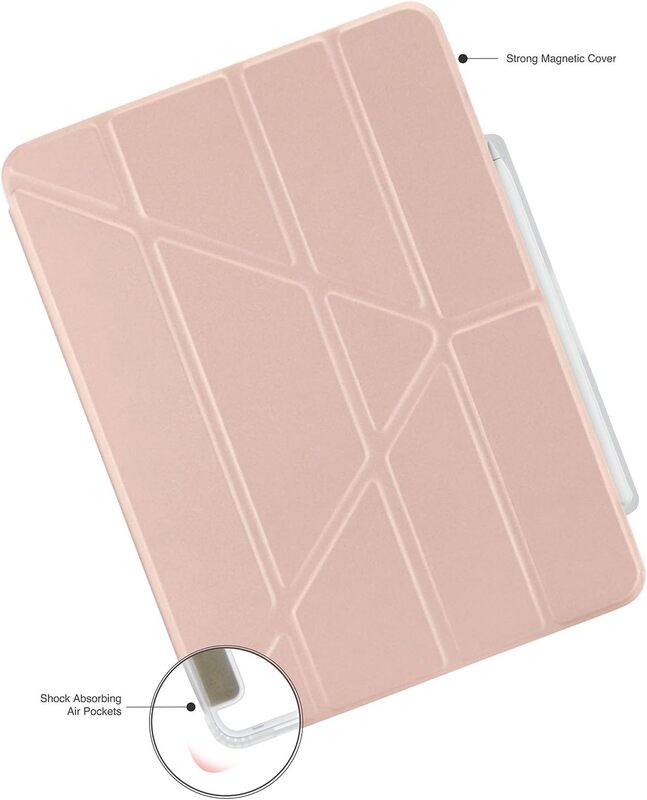 Pipetto Origami No3 Pencil Case for Apple iPad AIR 13 inch case (2024) M2 Smart Cover with 5 in 1 stand - Metallic Pink