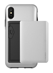 Vrs Design Apple iPhone X Damda Glide Semi Auto Card Slider Wallet Mobile Phone Case Cover, Silver