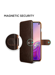 VRS Design Samsung Galaxy S10 Layered Dandy Wallet Mobile Phone Flip Case Cover, Dark Brown