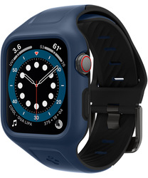 Spigen Apple Watch 44mm Series 6 / SE/5/4 Silicone band with case cover Liquid Air Pro, Blue