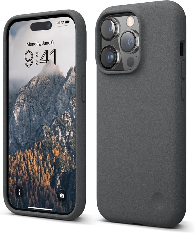 Elago Pebble for iPhone 14 Pro Case Cover (Pebble Coated) - Dark Grey