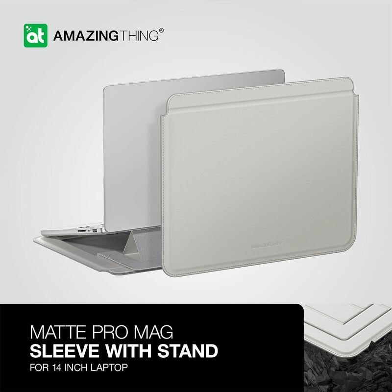 Amazing Thing Matte PRO MAG Sleeve with Stand case for Macbook PRO 14/13 inch and Macbook Air 13.6/13 inch Laptops cover - Grey
