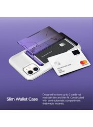 Vrs Design Apple iPhone 11 Damda Glide Shield Semi Automatic Card Wallet Mobile Phone Case Cover, Purple Black