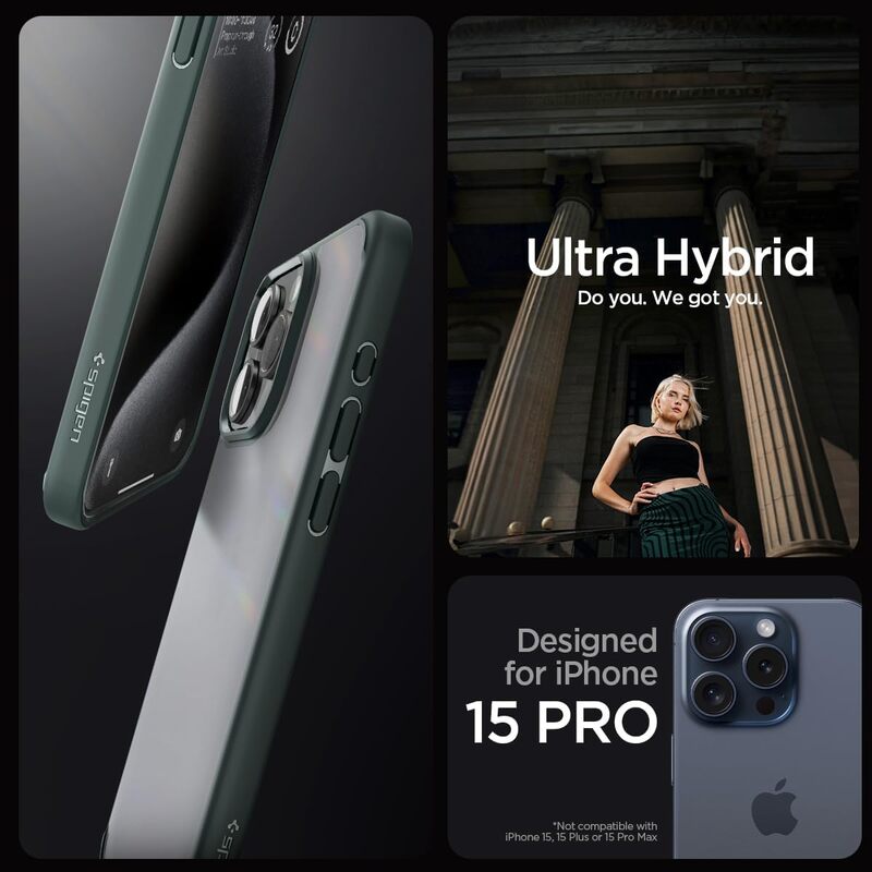 Spigen Ultra Hybrid for iPhone 15 Pro case cover - Frost Green